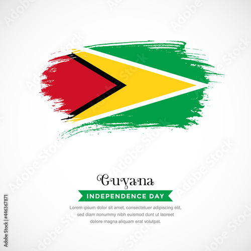 Brush stroke concept for Guyana national flag. Abstract hand drawn texture brush background