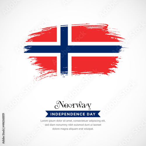 Brush stroke concept for Norway national flag. Abstract hand drawn texture brush background