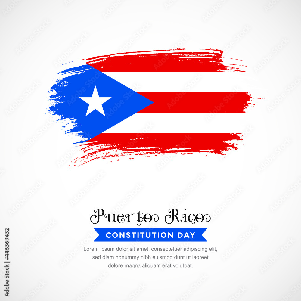 Fototapeta Koncepcja obrysu pędzla dla flagi narodowej Portoryko. Streszczenie ręcznie rysowane tekstury tła pędzla