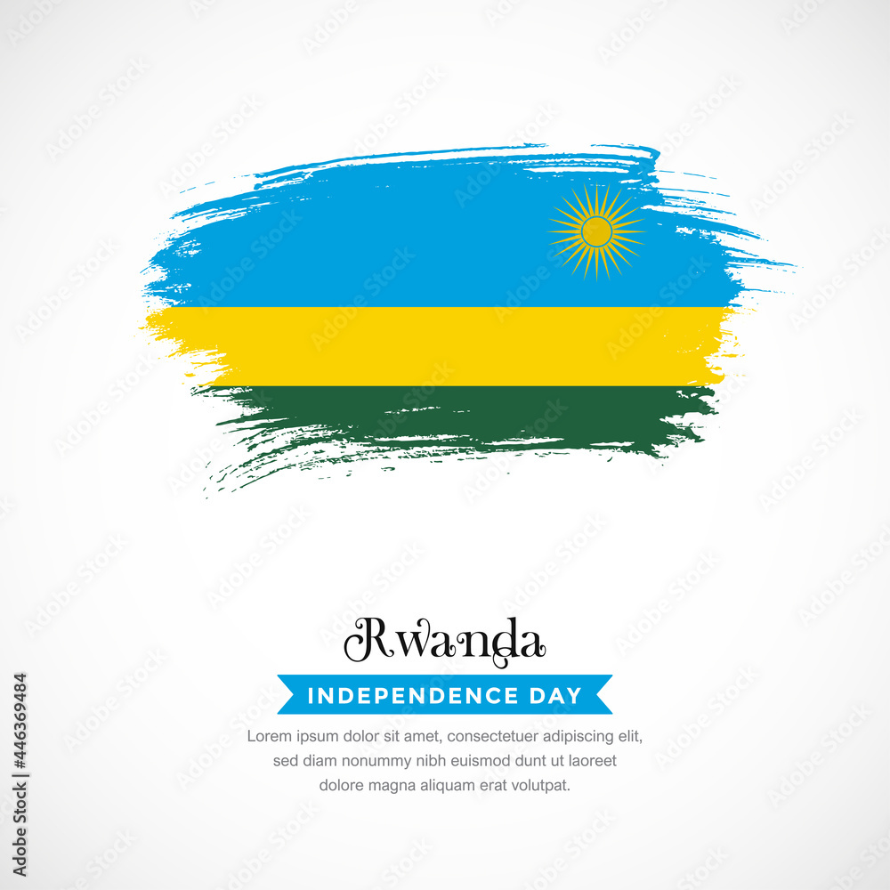 Obraz premium Brush stroke concept for Rwanda national flag. Abstract hand drawn texture brush background