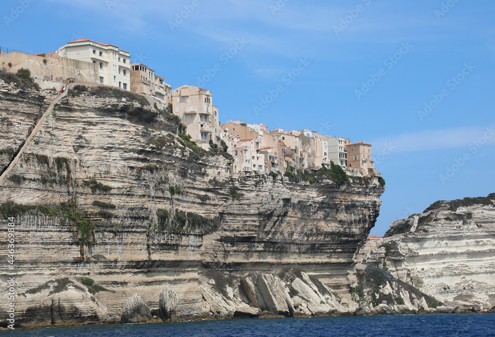 Awesome view with houses over the sea in the Bonifacio in Corse Island