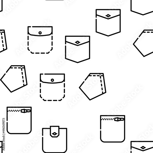 Patch Pocket Clothes Vector Seamless Pattern Thin Line Illustration