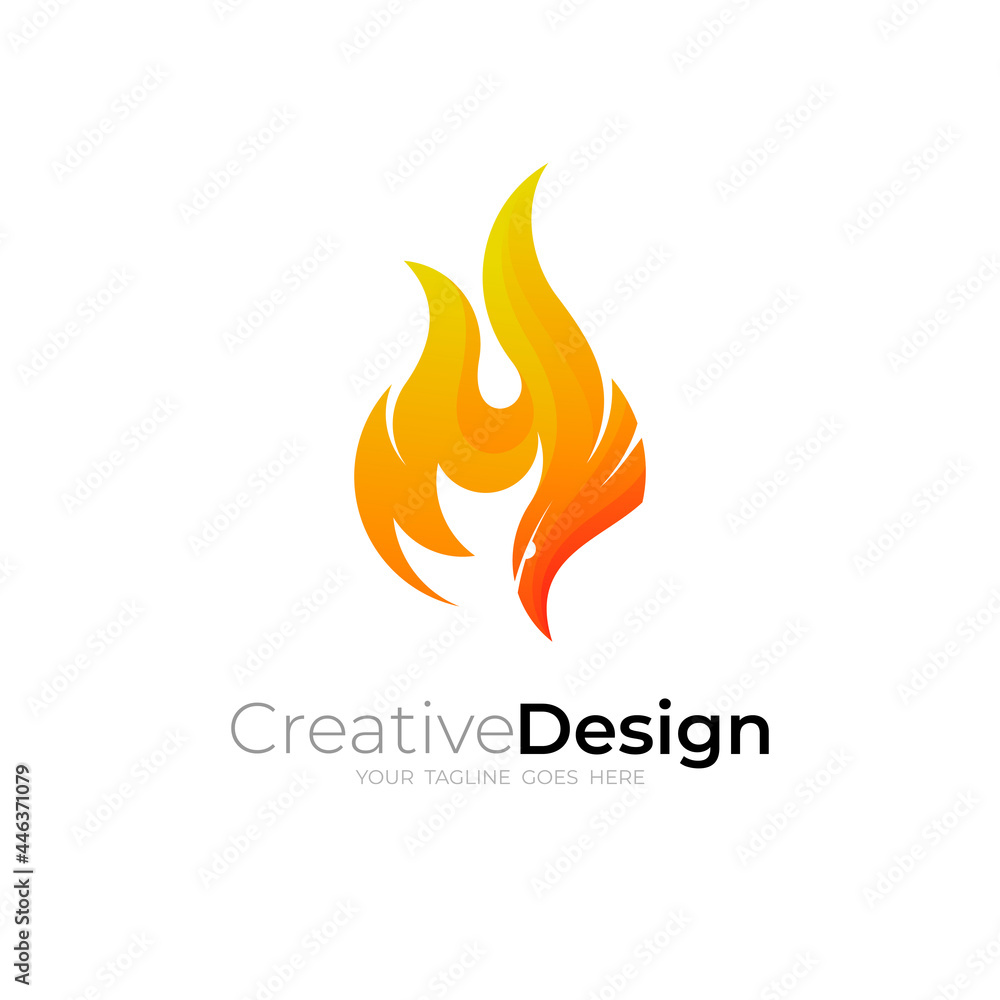 Abstract flame logo and eagle design template hot simple logos Abstract flame logo and eagle design template hot simple logos