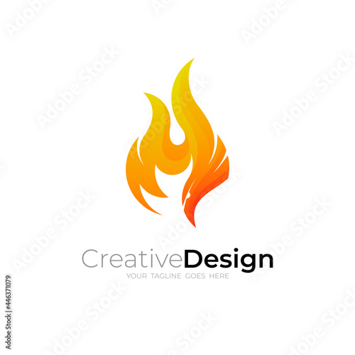 Abstract flame logo and eagle design template hot simple logos