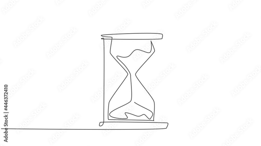 Animated self drawing of single continuous line draw old retro hourglass. Classic vintage sandglass timepiece concept. Full length one line animation illustration. Animated self drawing of single continuous line draw old retro hourglass. Classic vintage sandglass timepiece concept. Full length one line animation illustration.