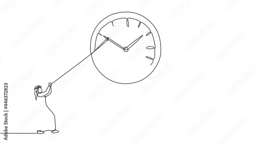 Animated self drawing of continuous one line draw young Arab male ...