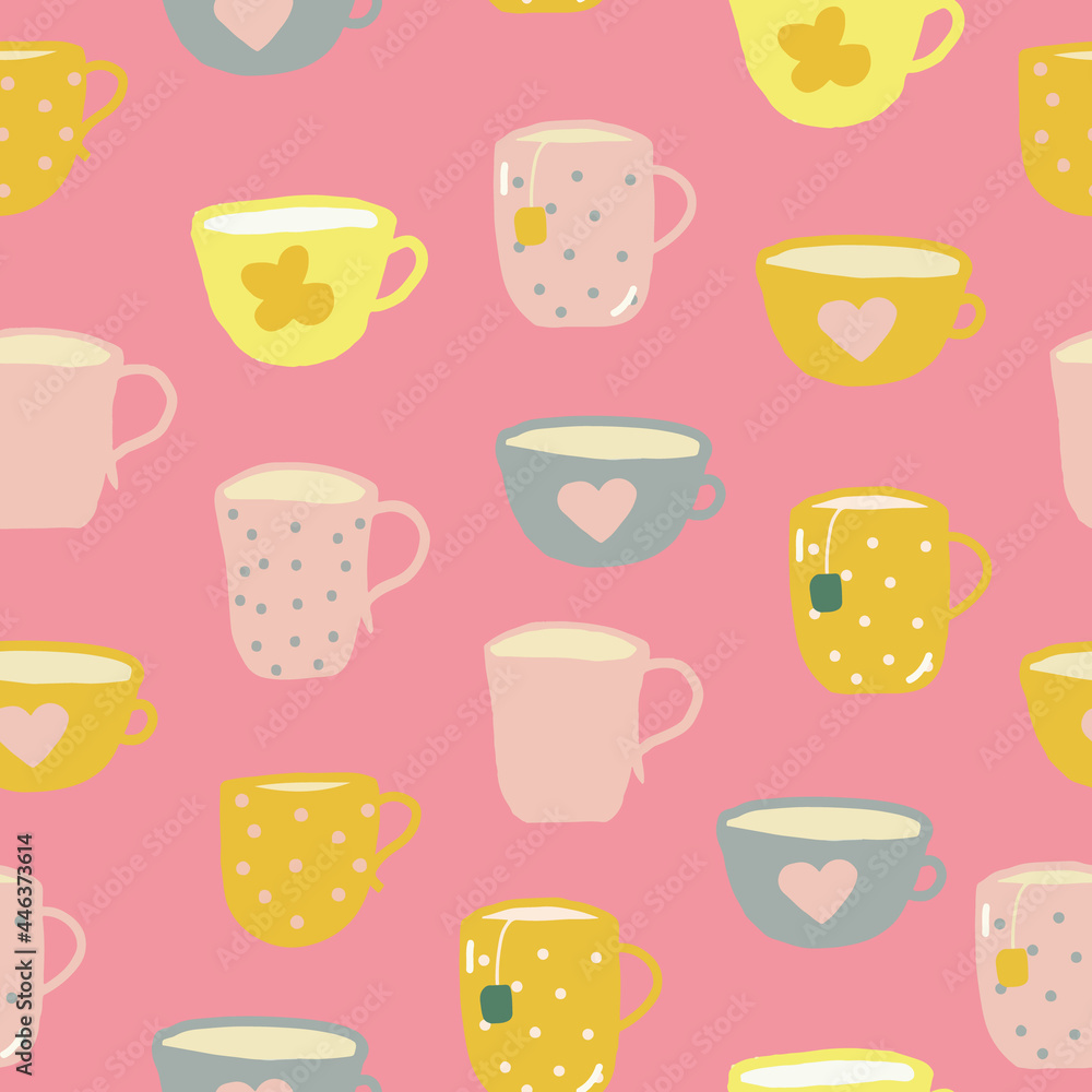 cups seamless pattern. hand drawn doodle. vector, cartoon, minimalism. trending colors 2021. wallpaper, wrapping, textiles, banner. kitchen, tea, coffee, drinks, tablecloth, cafe. cups seamless pattern. hand drawn doodle. vector, cartoon, minimalism. trending colors 2021. wallpaper, wrapping, textiles, banner. kitchen, tea, coffee, drinks, tablecloth, cafe.