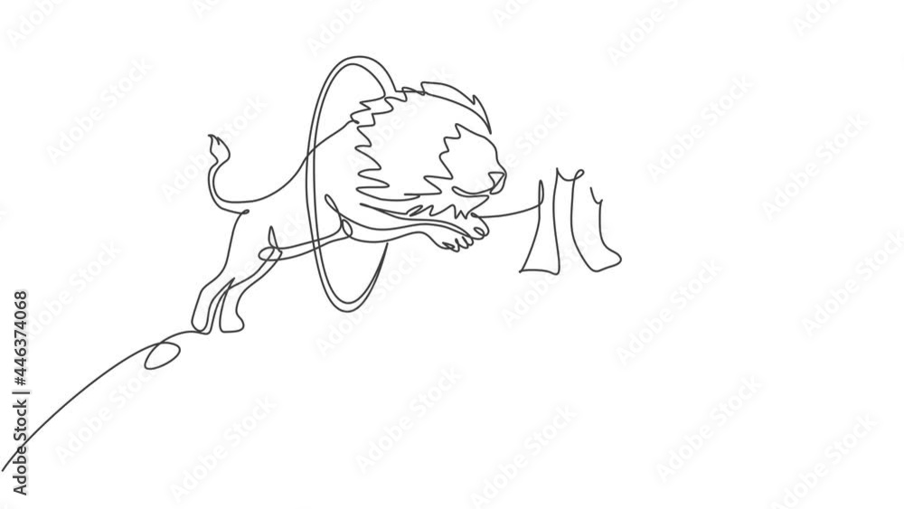 Animated self drawing of continuous one line draw a lion jumps into the circle held by the trainer. The trainer stands up carefully. A very challenging circus show. Full length single line animation. Animated self drawing of continuous one line draw a lion jumps into the circle held by the trainer. The trainer stands up carefully. A very challenging circus show. Full length single line animation.