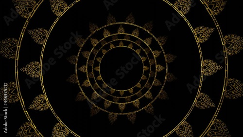 Thai pattern frame is flying through the dark scene.,4K Looped Background Animation