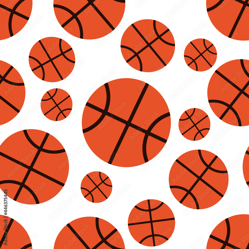 Seamless pattern tile with basketball ball shapes.
