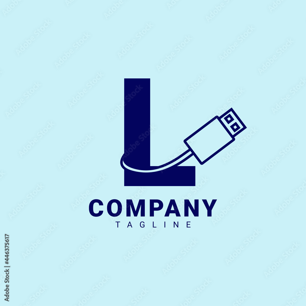 letter L usb clean and professional vector logo design