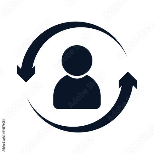 Concept to replace human, user. Vector icon isolated on white background.