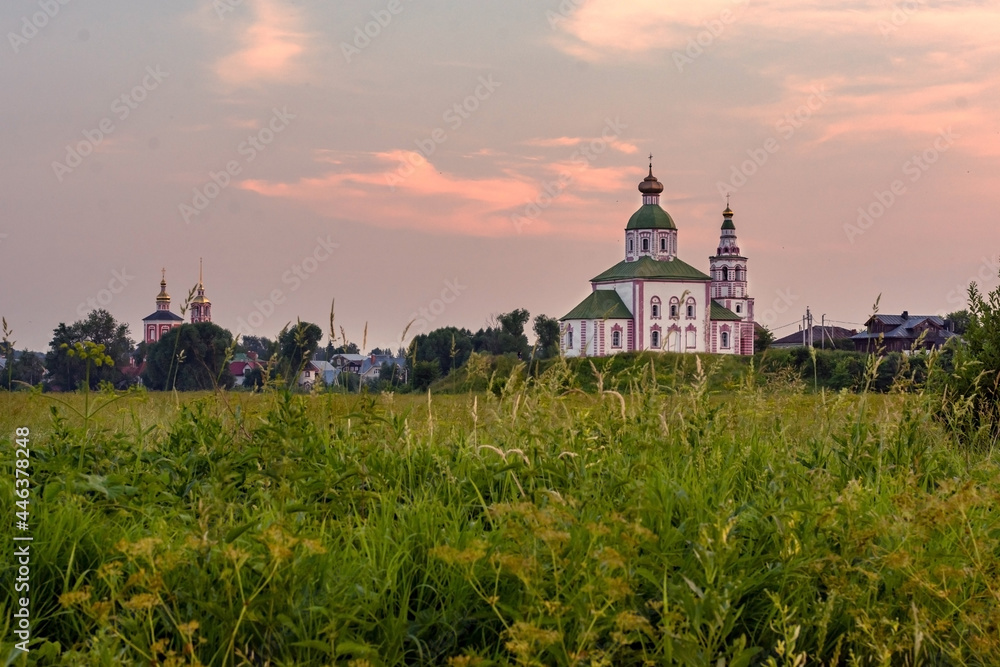 sunset over the church. Suzdal. Russia.