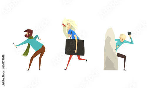 People of Creative Professions Set, Artists and Sculptors Characters Cartoon Vector Illustration