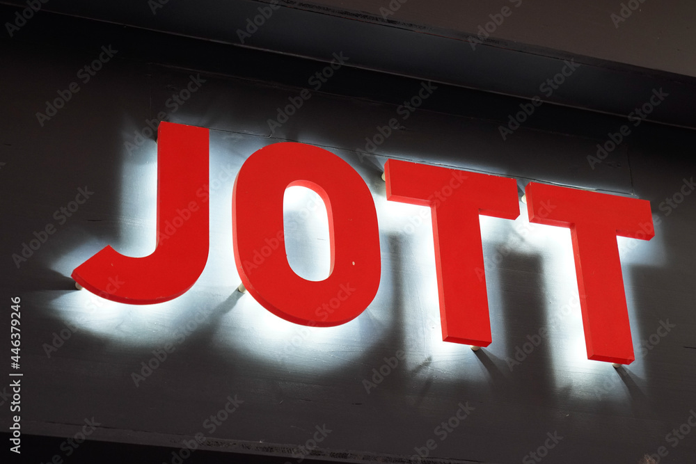 Jott Just over the top store text brand and logo sign French shop chain  fashion clothes Stock Photo | Adobe Stock