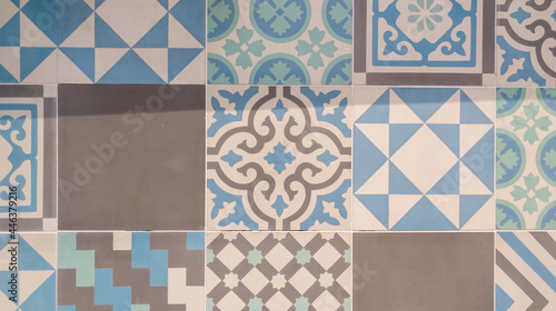 geometric Azulejo tile pattern Portuguese Spanish retro old tiles mosaic classical seamless background