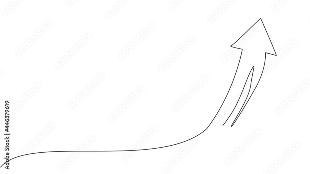 Self drawing animation of single one line draw flying up arrow symbol on the sky. Business finance growth graph minimal concept. Continuous line draw. Full length animated illustration. Self drawing animation of single one line draw flying up arrow symbol on the sky. Business finance growth graph minimal concept. Continuous line draw. Full length animated illustration.