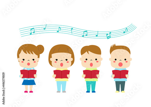 合唱　歌をうたっている四人の子どもたち