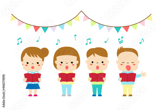 合唱　歌をうたっている四人の子どもたち