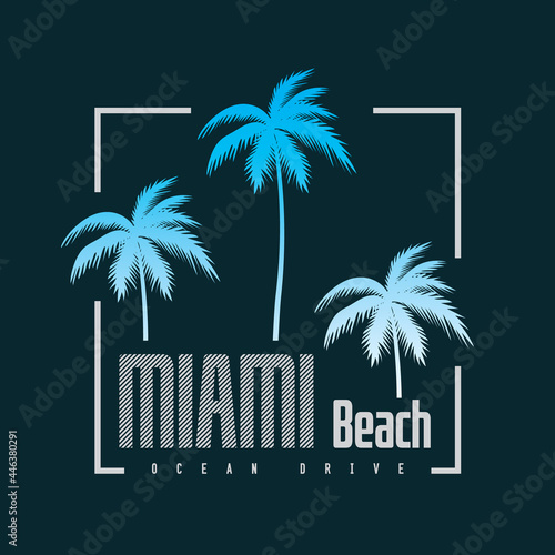 Miami beach, illustration typography. perfect for t shirt design
