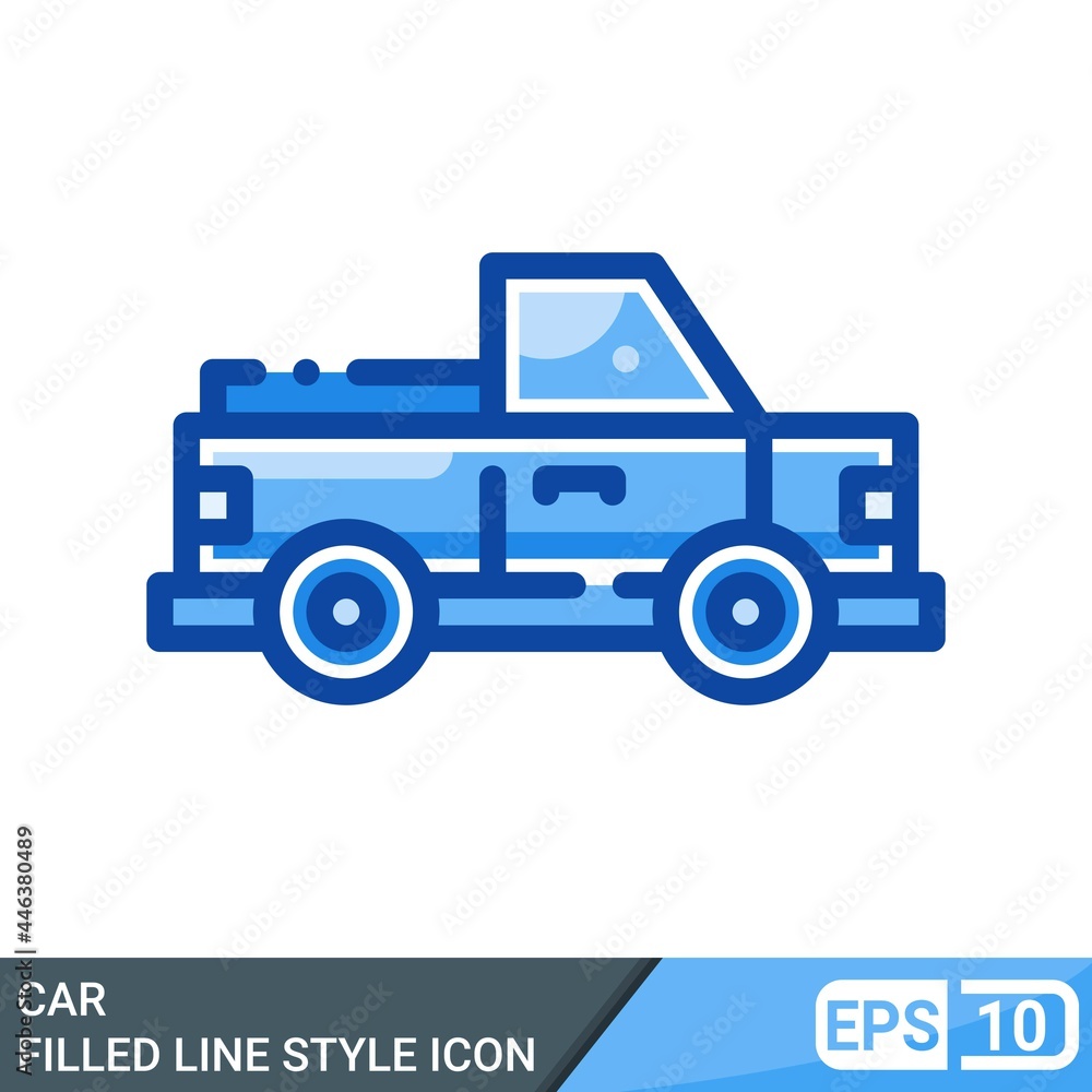 car icon filled line style illustration isolated on white background. EPS 10