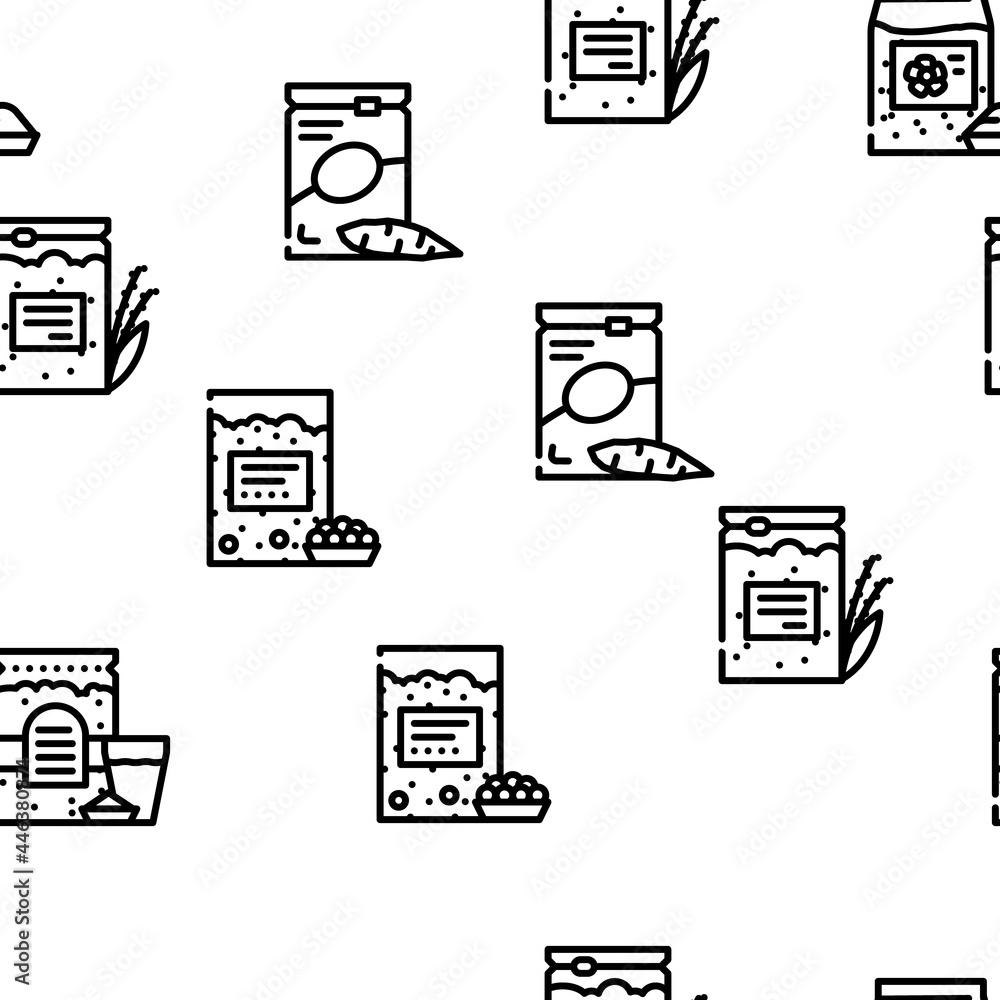 Fototapeta premium Gluten Free Products Vector Seamless Pattern Thin Line Illustration