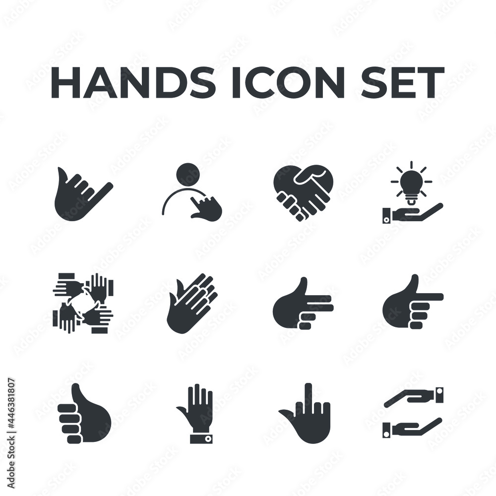 Fototapeta premium hands set icon, isolated hands set sign icon, vector illustration