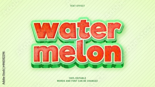 watermelon text effect 100% editable vector eps	