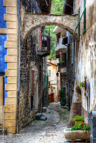 Narrow Street in La Brigue, Alpes-Maritimes, Provence, France photo