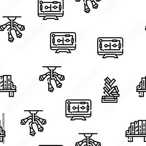 Interior Style Design Vector Seamless Pattern Thin Line Illustration