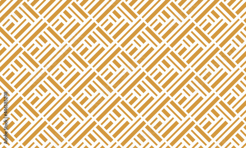 Abstract geometric pattern with stripes, lines. Seamless vector background. White and gold ornament. Simple lattice graphic design