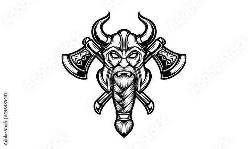 Viking with double axe isolated vector