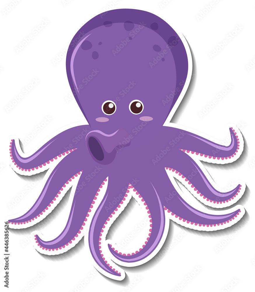 Cute octopus cartoon character sticker Cute octopus cartoon character sticker