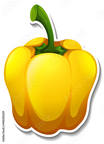 Yellow capsicum sticker on white background