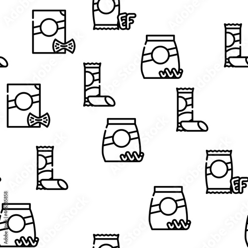 Pasta Food Package Vector Seamless Pattern Thin Line Illustration