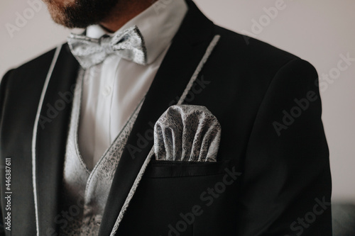 Elegant gentleman in tuxedo with pocket square