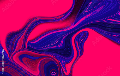 Abstract wavy vibrant facture. Splashed liquid paints. Psychedelic trippy effect. Distortion. Creative graphic design. Colorful artistic illustration. Digital art. Wallpapers for desktop.