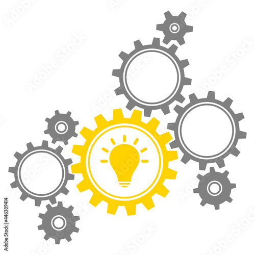 Zahnräder Gruppe Glühbirne Gelb/Dunkelgrau