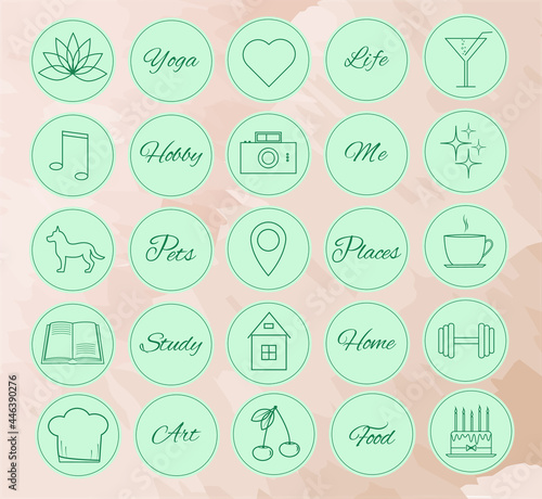 Instagram highlights covers in green-blue colour