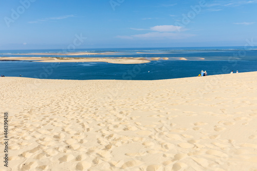 View from the Dune of Pilat  the tallest sand dune in Europe. La Teste-de-Buch  Arcachon Bay  Aquitaine  France