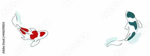 Abstraction of koi carp fish in a continuous one-line drawing. One line drawing vector illustration
