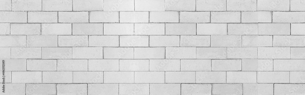 Panorama of Modern white brick wall texture for background Panorama of Modern white brick wall texture for background