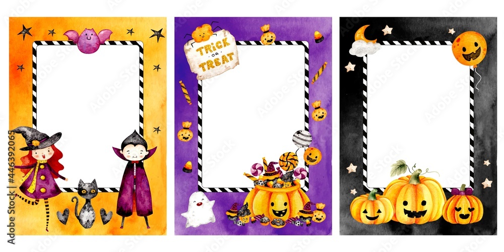 Watercolor happy halloween frame Watercolor happy halloween frame