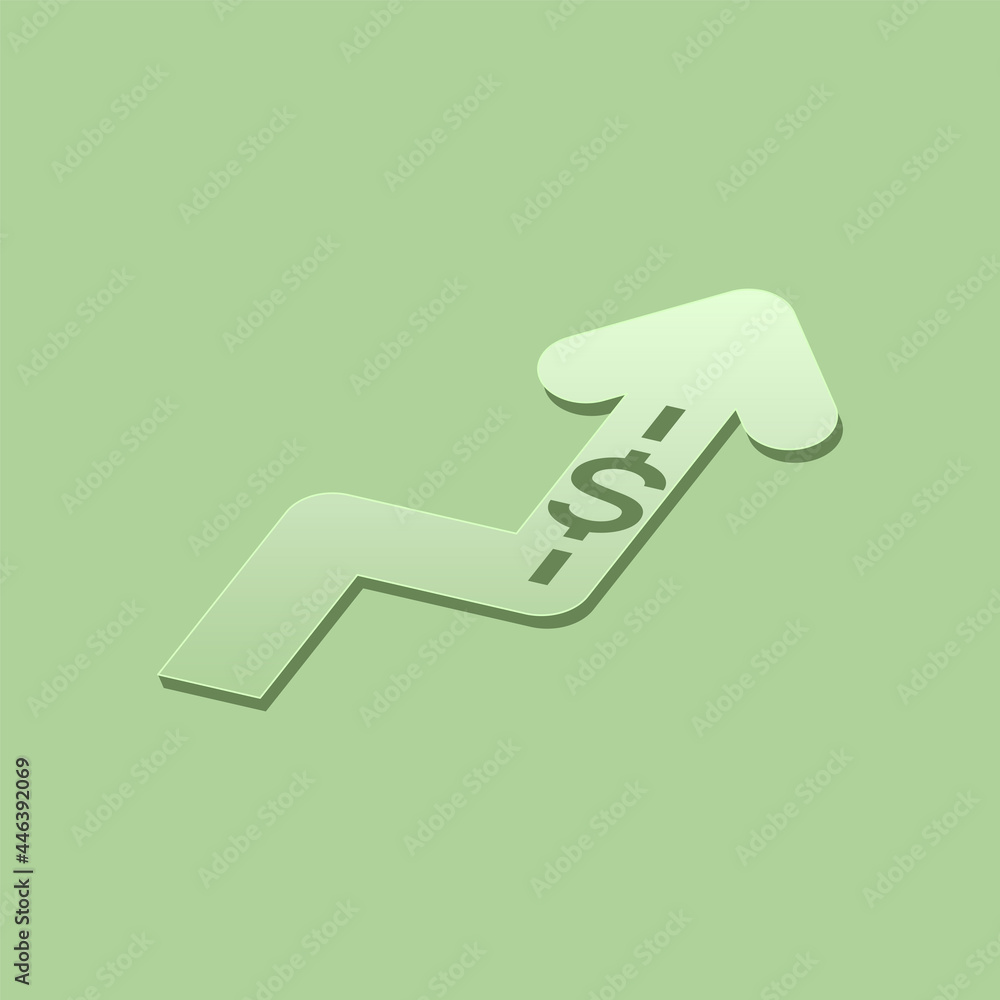 Rising arrow shaped road with dollar sign. Conceptual illustration of financial success, business profit and wealth path. Vector illustration outline flat design style. Rising arrow shaped road with dollar sign. Conceptual illustration of financial success, business profit and wealth path. Vector illustration outline flat design style.