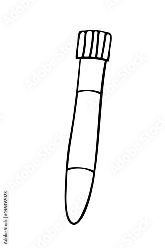 Test tube hand drawn outline doodle vector illustration isolated on the white background. Laboratory chemical test tube. Lab diagnostics