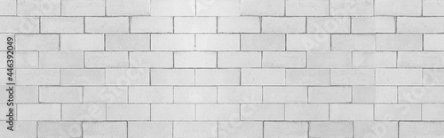Panorama of Modern white brick wall texture for background