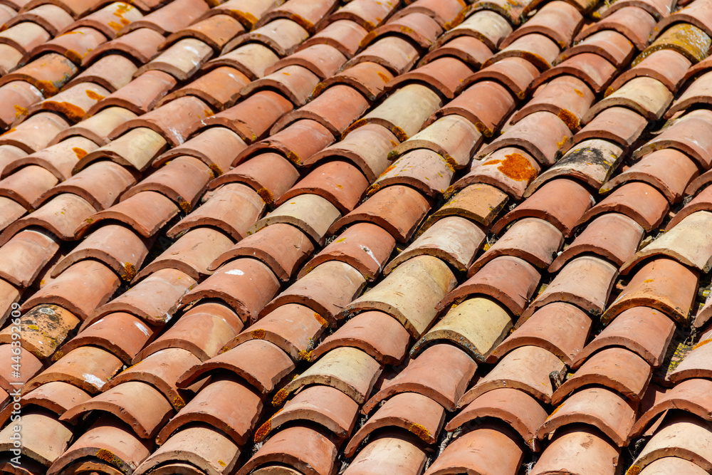 Old tiled roof texture for background