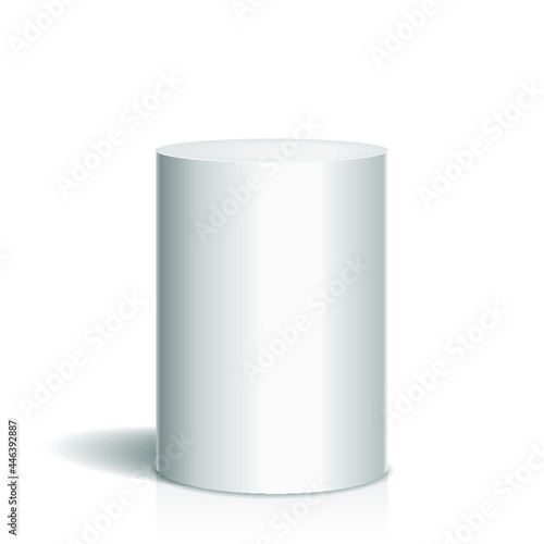 White cylinder isolated on a white background. 3d rendering