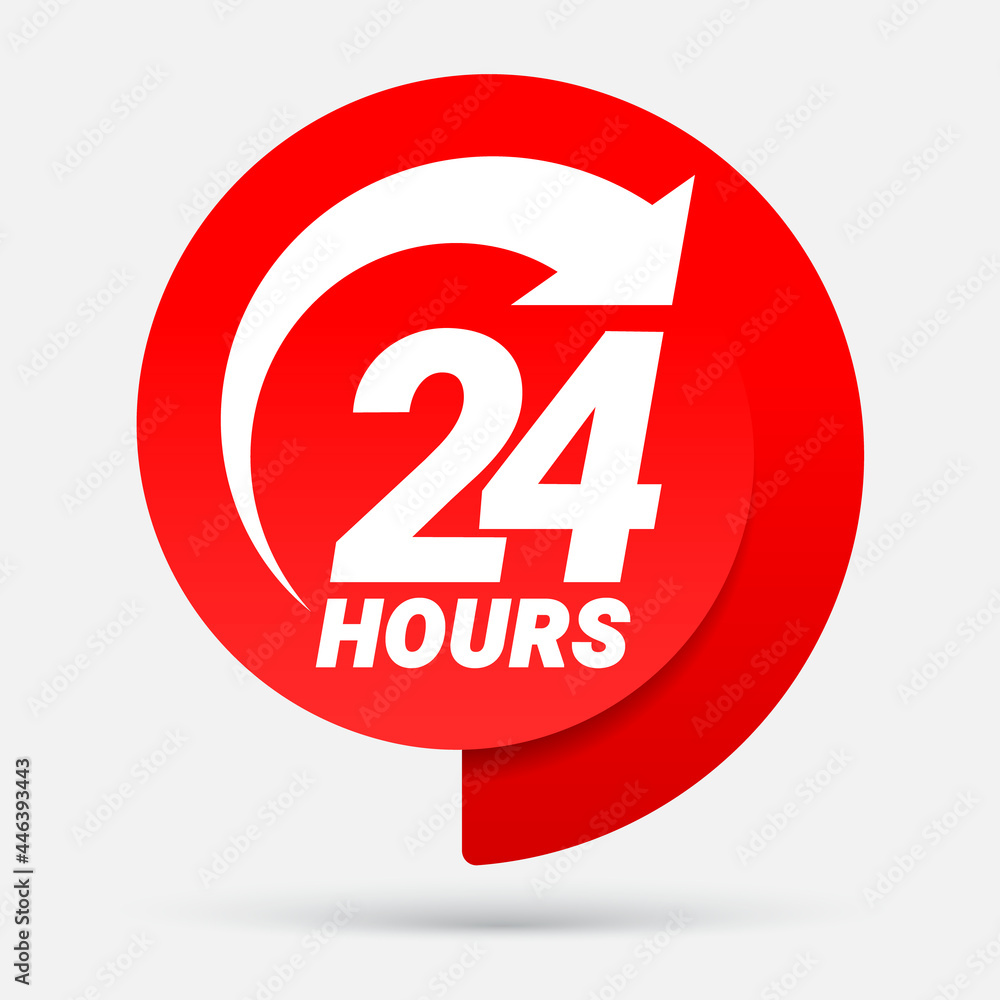 24 hours order execution or delivery service icons. - obrazy, fototapety, plakaty 