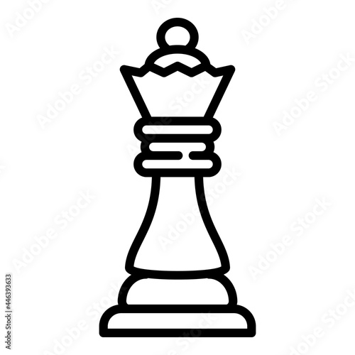Chess queen icon. Outline chess queen vector icon for web design isolated on white background